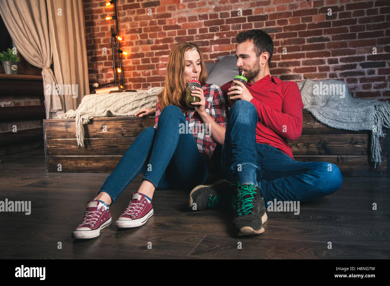 Young couple at home Stock Photo