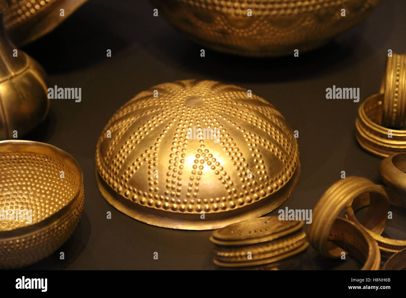 Villena Hoard. Gold. Late Bronze Age. Villena, Alicante, Spain. Replicas (originals at the Museo Municipal de Villena). Stock Photo