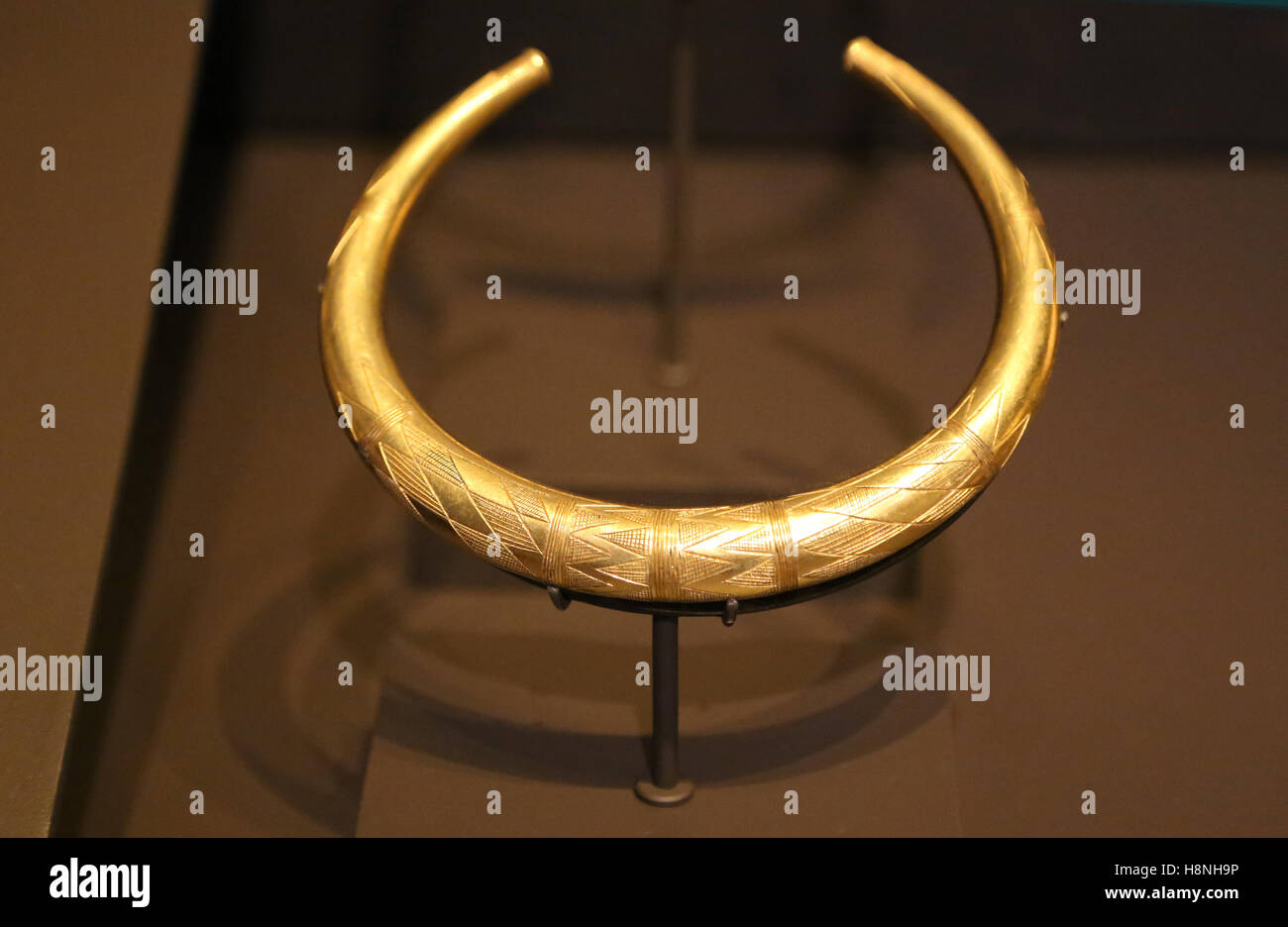 Torc from the Berzocana Hoard. Gold. Late Bronze Age. -1000. Berzocana, Caceres, Spain. National Archaeological Museum, Madrid. Stock Photo