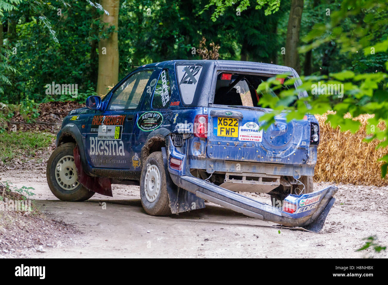 2000 Land Rover Freelander with driver Phillip Gillespie at the 2016 Goodwood Festival of Speed, Sussex, UK Stock Photo