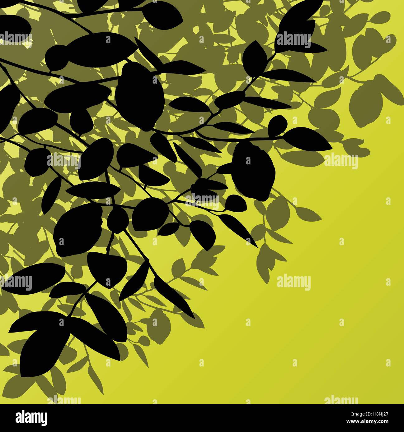 Branches with foliage leaves vector detailed green background ...