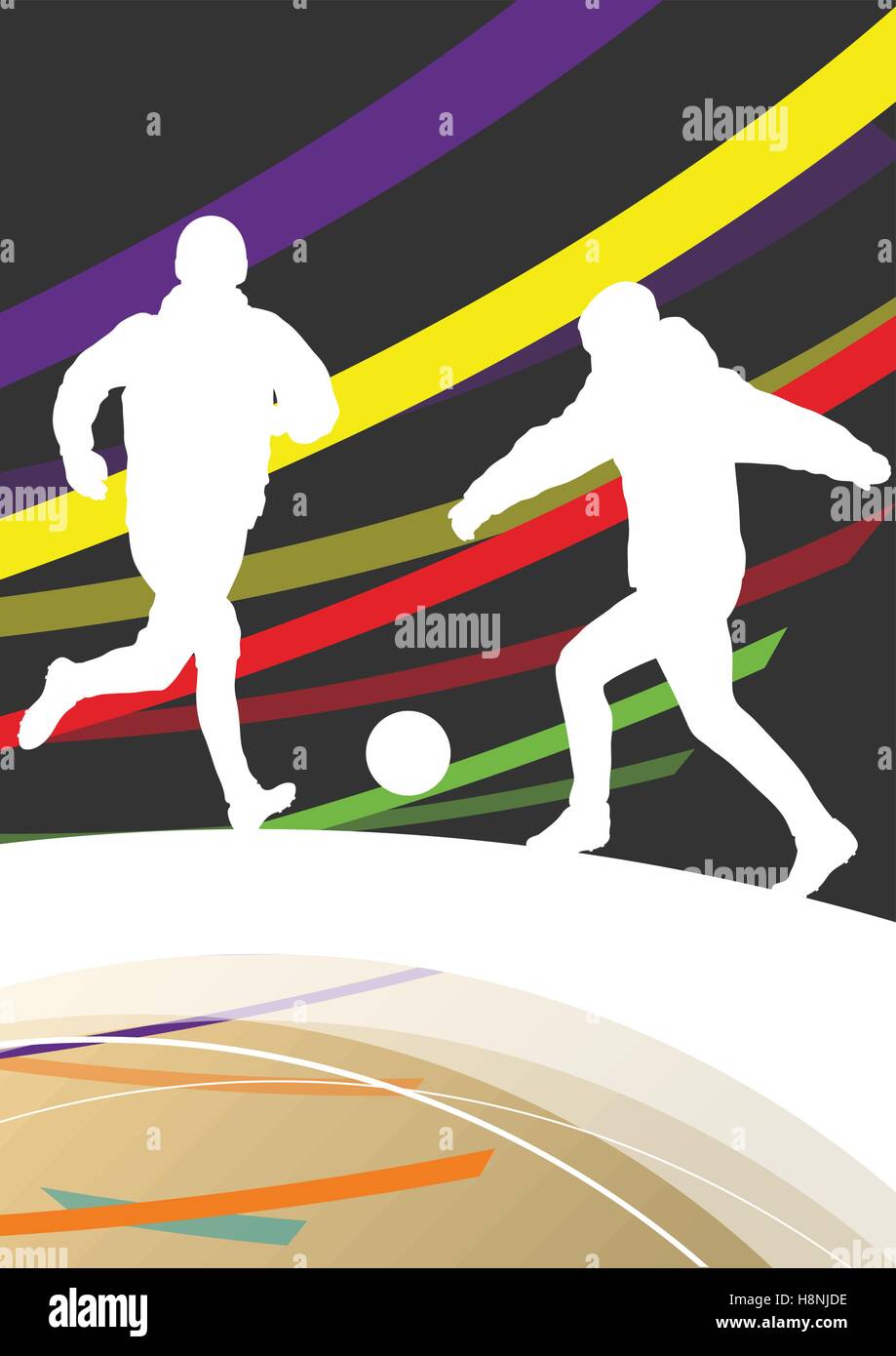 Winter soccer men football players active sport silhouettes vector ...