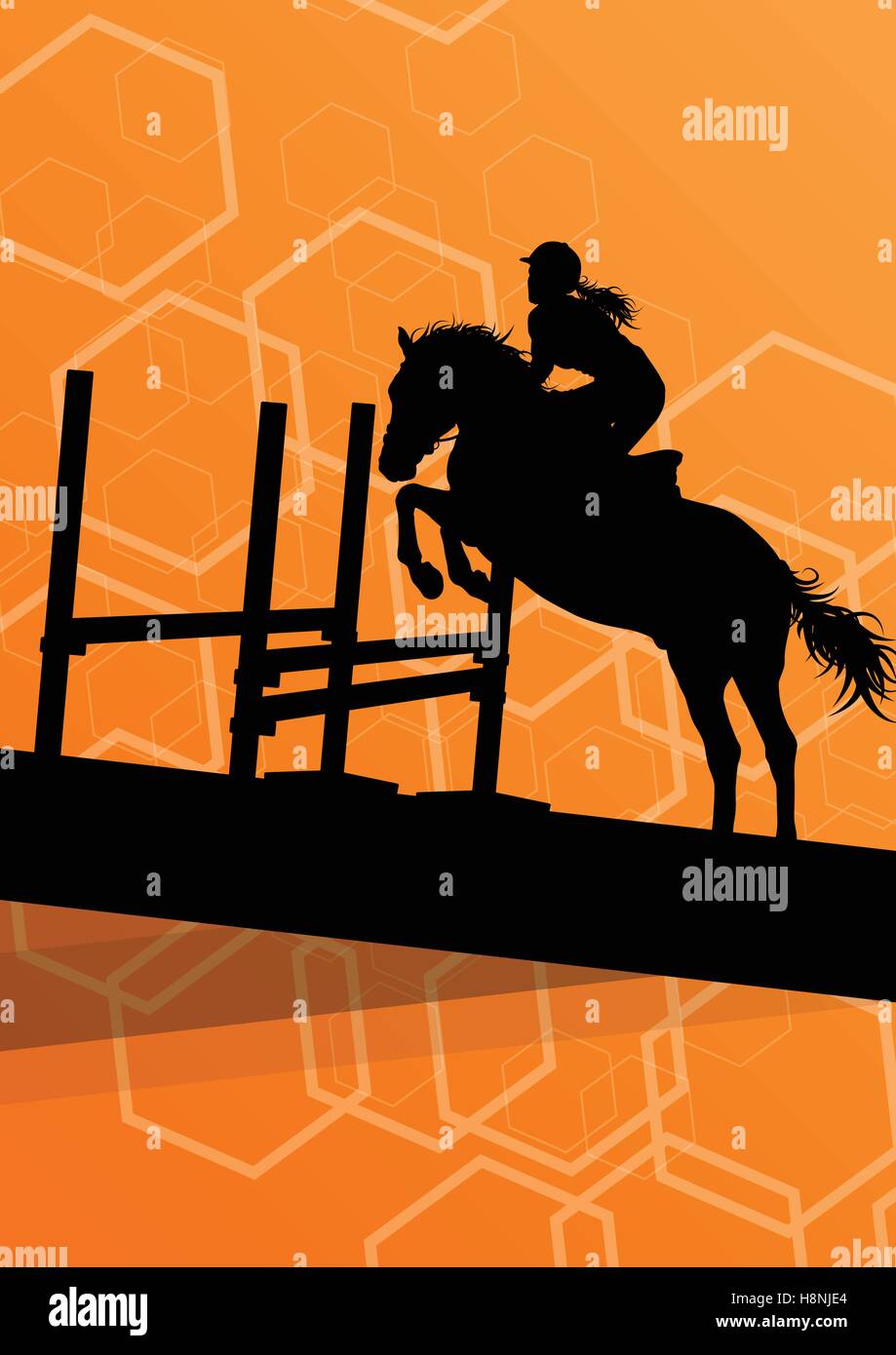 Horse with rider equestrian sport vector background concept Stock ...