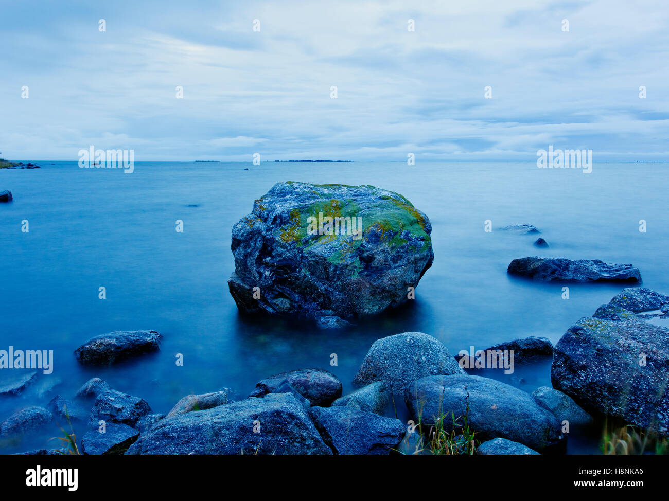 Rock formations in Baltic Sea, Finland, Mustasaari, Klobbskat Stock Photo
