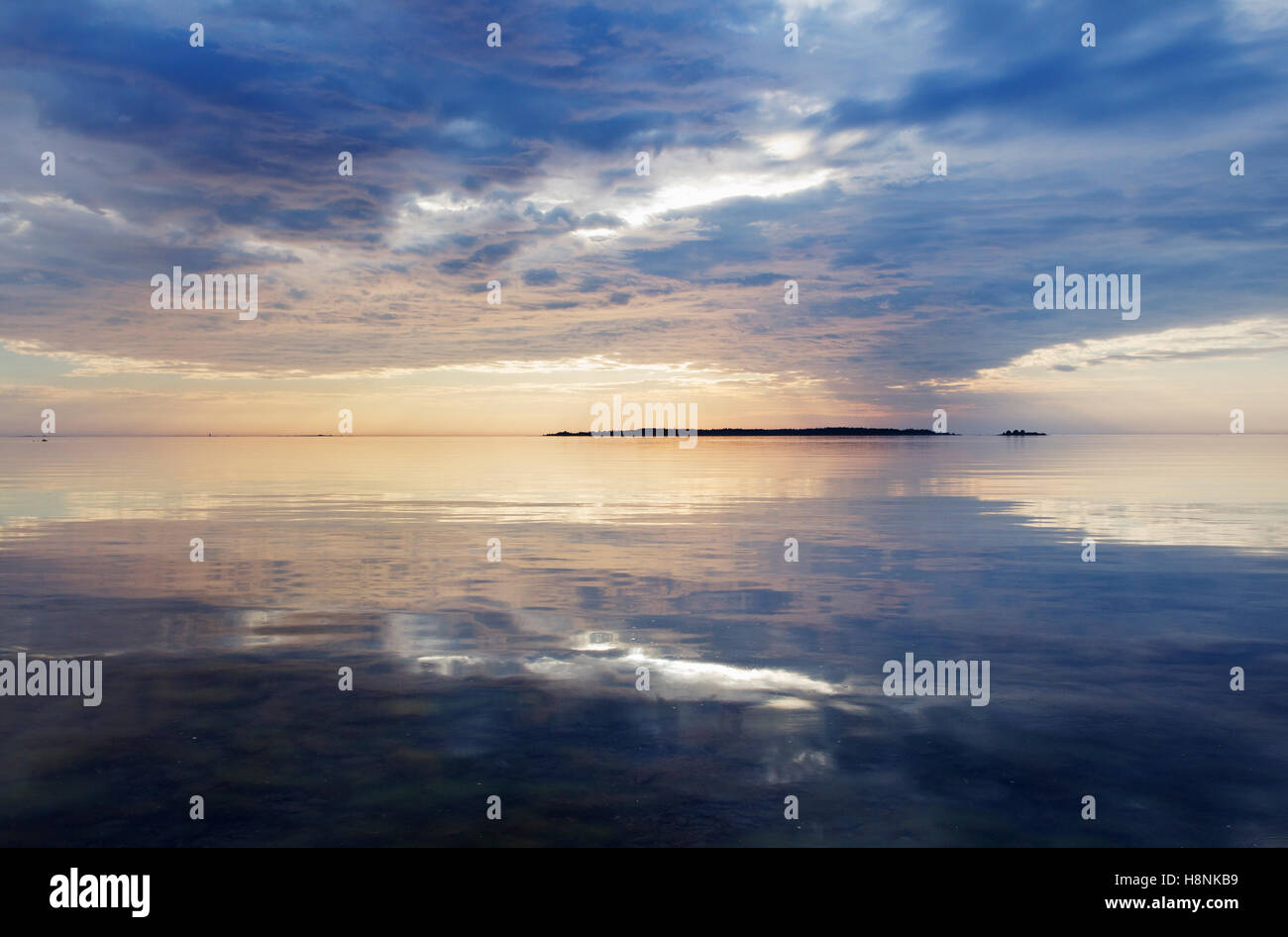 Baltic Sea at dusk, Finland, Varsinais-Suomi Stock Photo