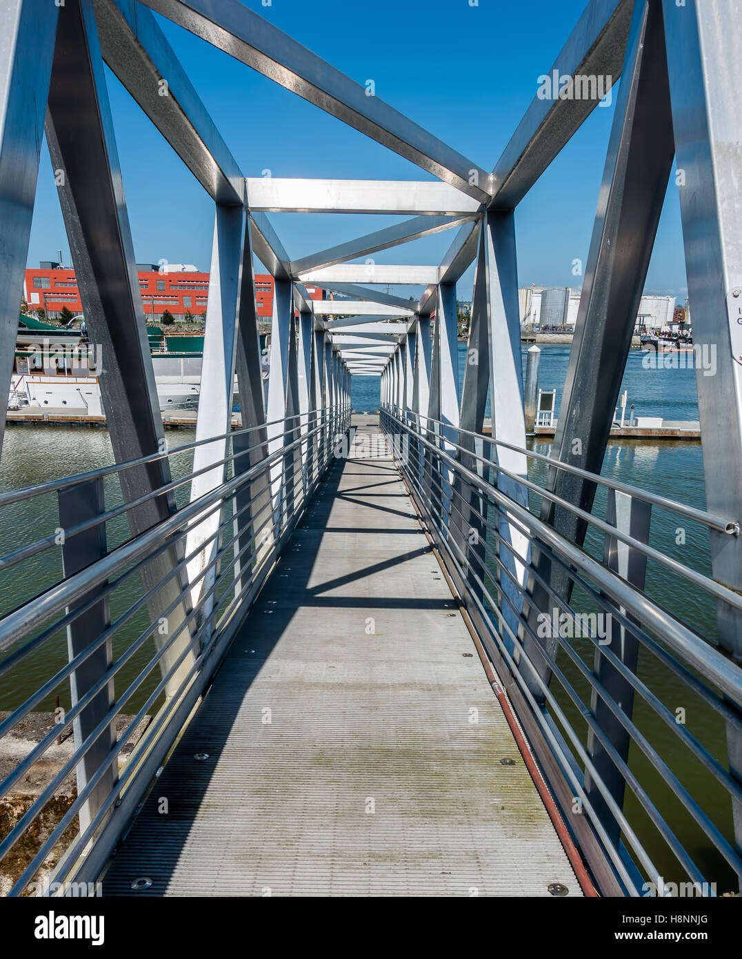 Geometric Ramp Geometric shiny ramp at a marina in Ruston Washington near Tacoma Stock ...