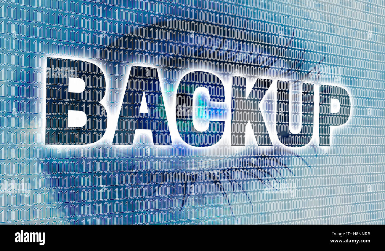 Backup eye with matrix looks at viewer concept. Stock Photo