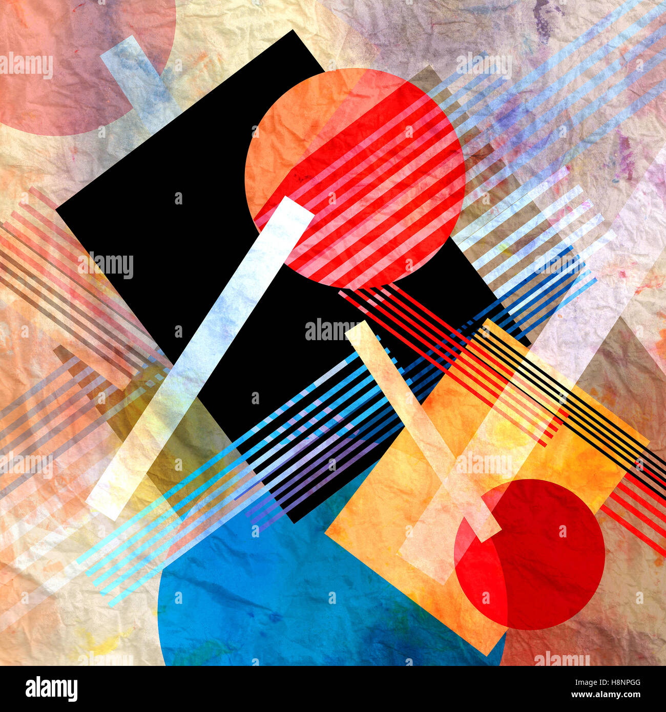 Watercolor abstract colorful retro background with geometric elements ...
