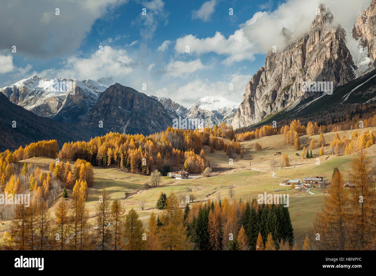 Autumn afternoon in the Dolomites near Cortina d'Ampezzo, Italy. Stock Photo