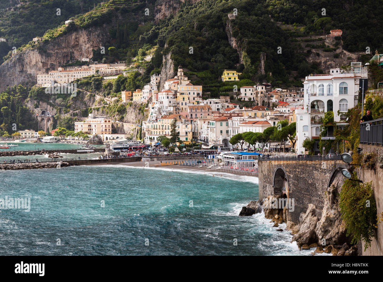 Picturesque view of Amalfi town along the Amalfi coast in Italy Stock ...