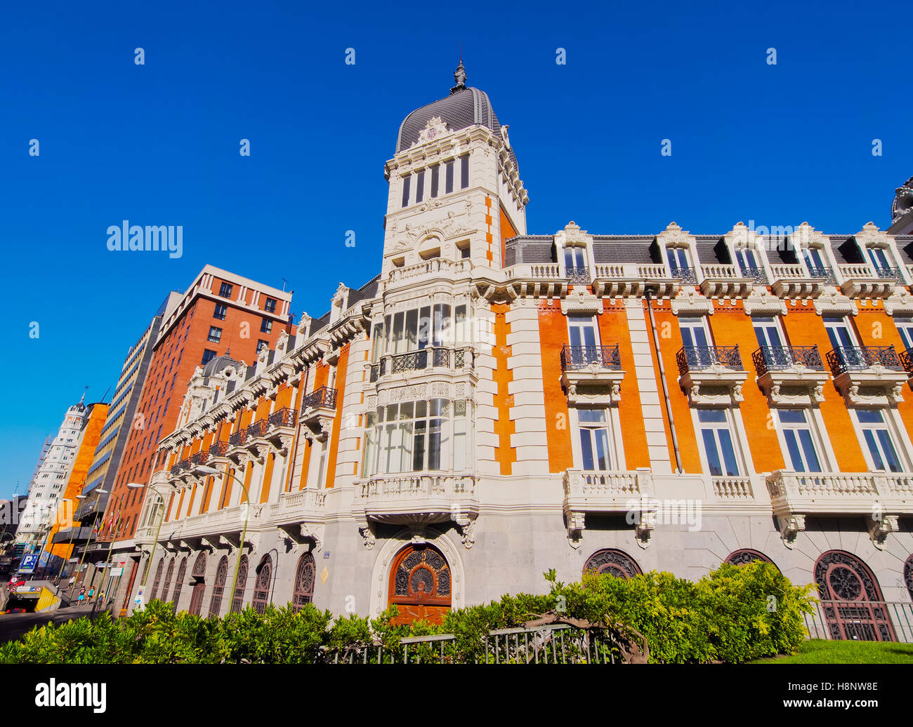 Spain, Madrid, Architecture of Plaza Espana. Stock Photo