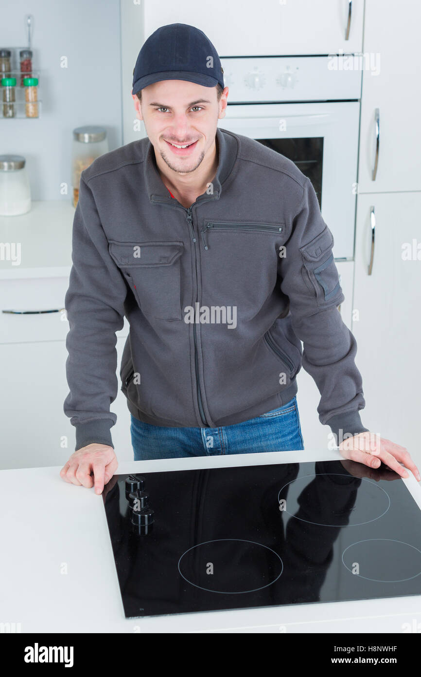 fitted hob installation Stock Photo Alamy