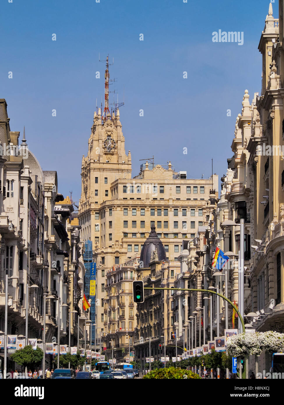 Spain, Madrid, View of the city center. Stock Photo