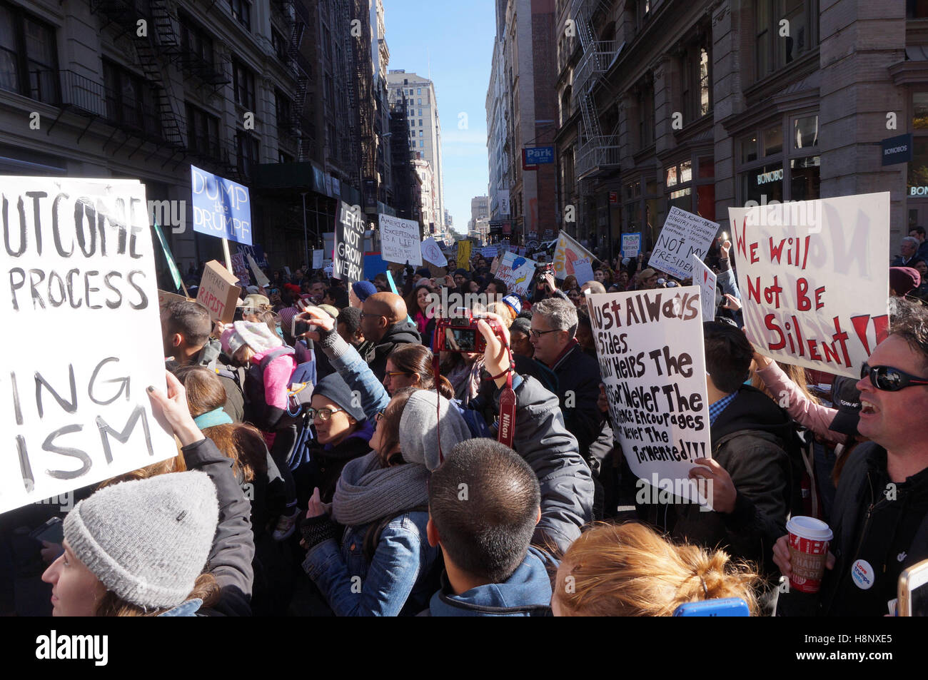 Anti Trump Election Protest in Manhattan, New York Stock Photo