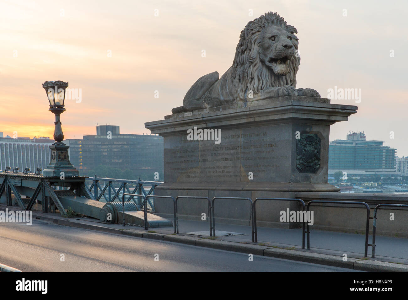 Szechenyi Bridge in Budapest Hungary. Beautiful Danube river. Night view. Stock Photo
