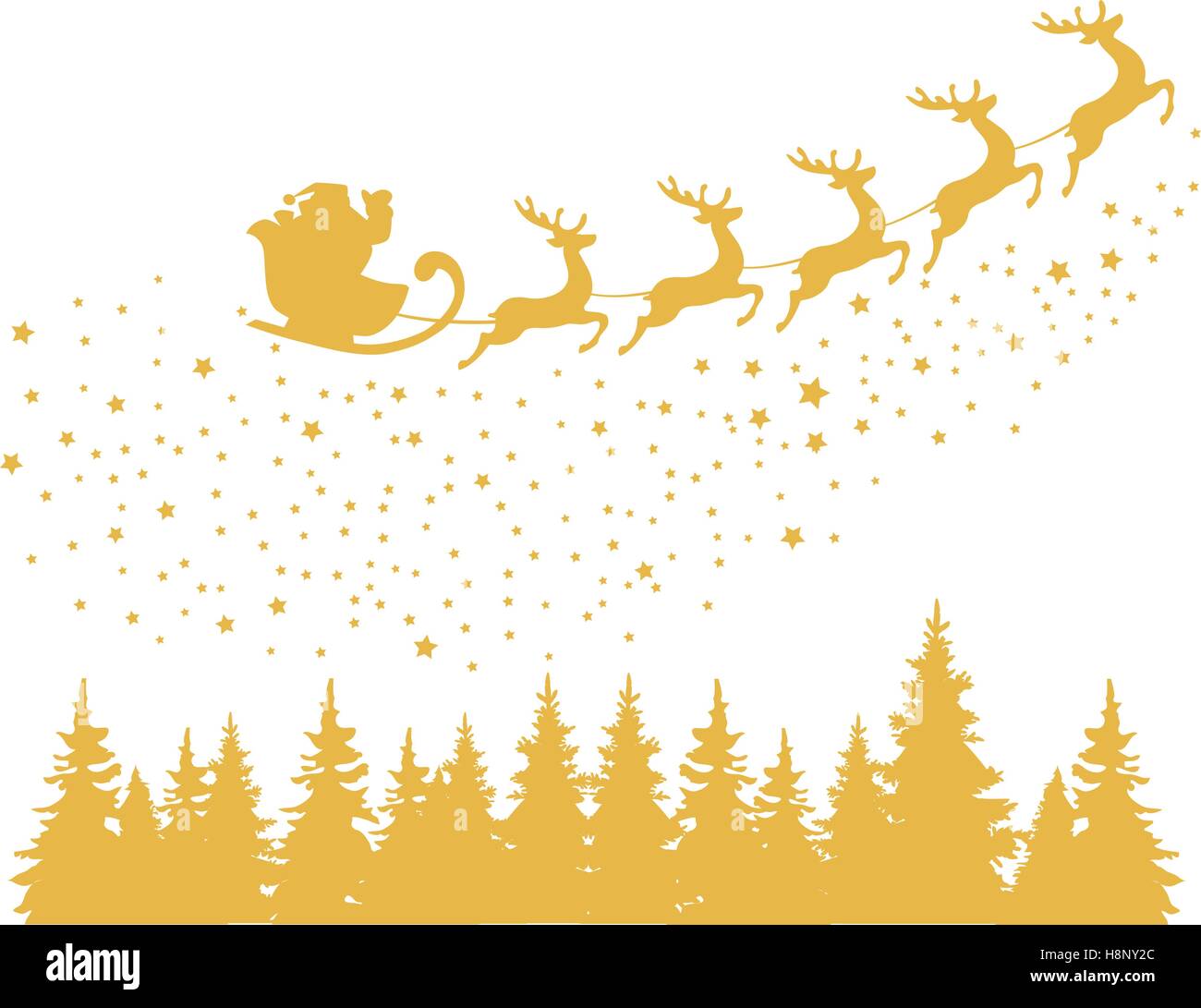 vector illustration of Santa Claus flying with deer Christmas ...
