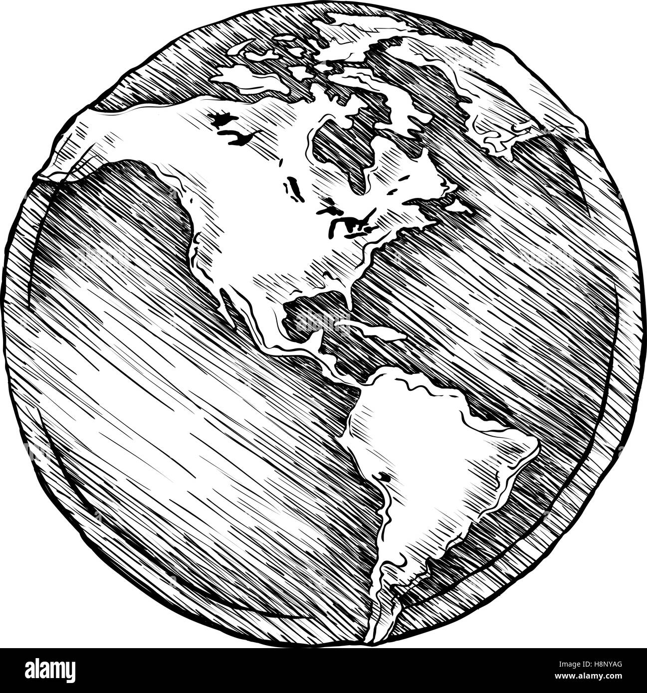 Globe outline drawing vector illustration  of sketchy Stock Vector