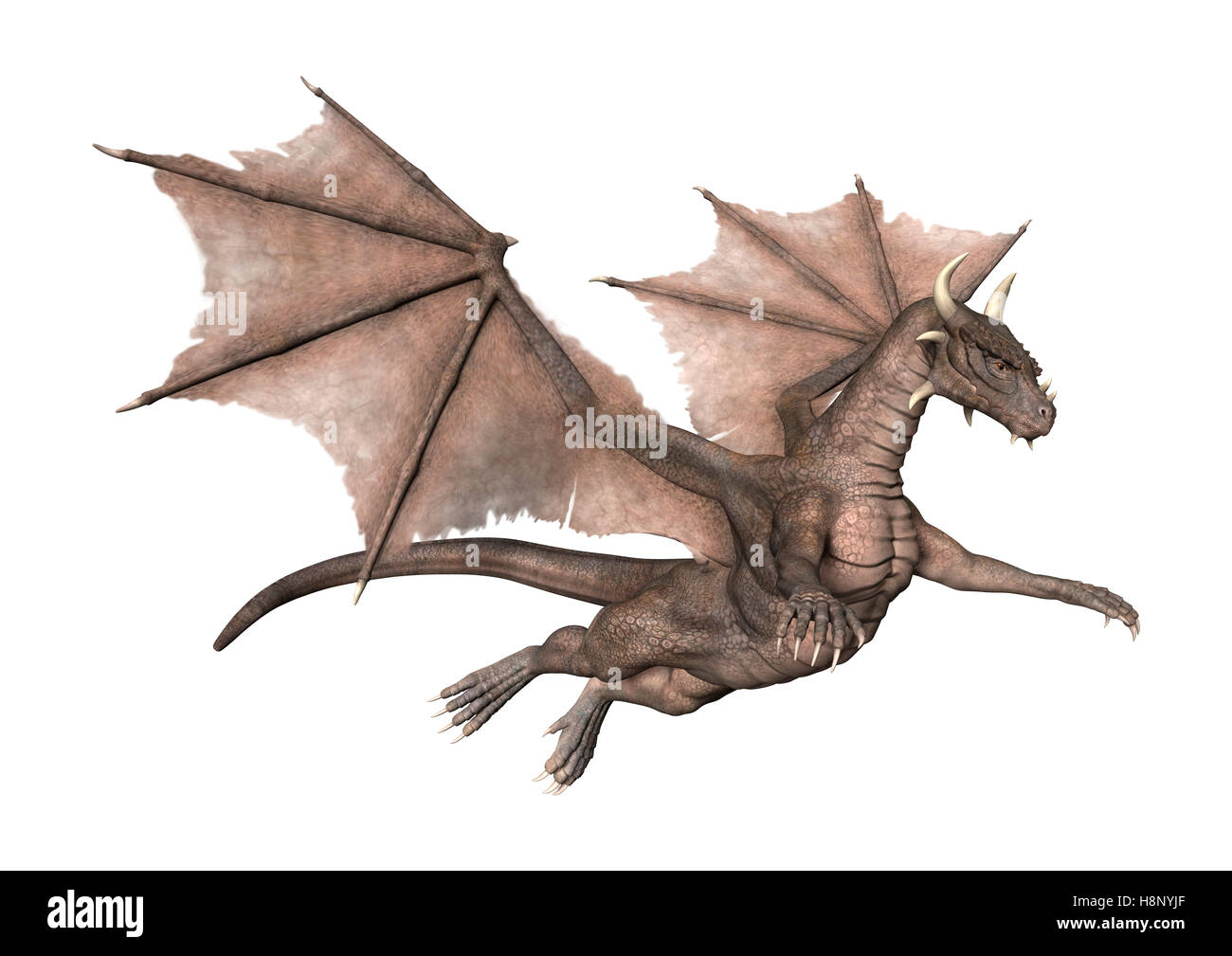 3D rendering of a fantasy dragon isolated on white background Stock ...