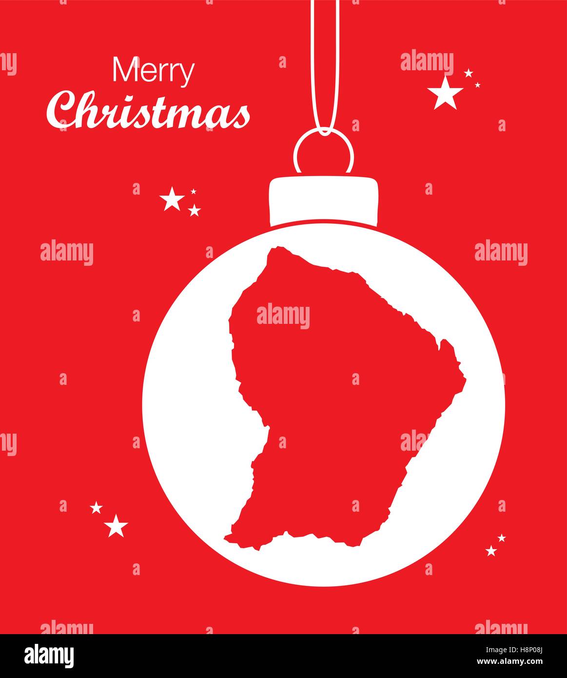 Merry Christmas illustration theme with map of French Guiana Stock Vector