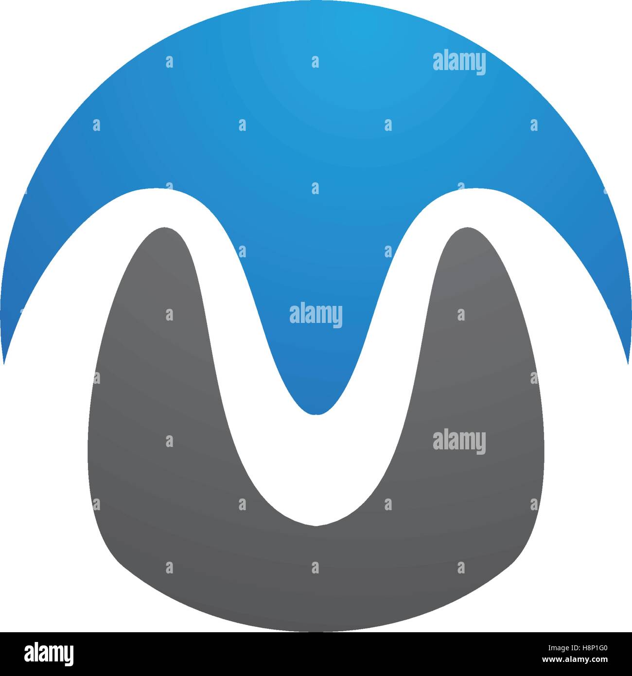 Vector Logo with yellow sun and blue sea waves. Vector logotype Stock