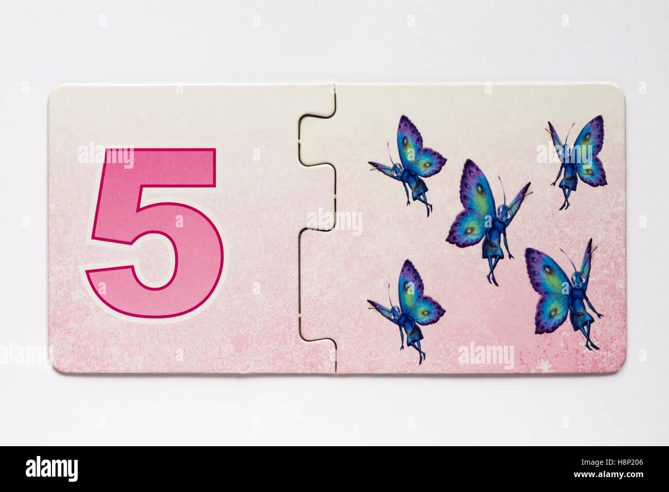 Shirley Barber's Fairies Number Match jigsaw puzzle pieces - Number 5 Stock Photo