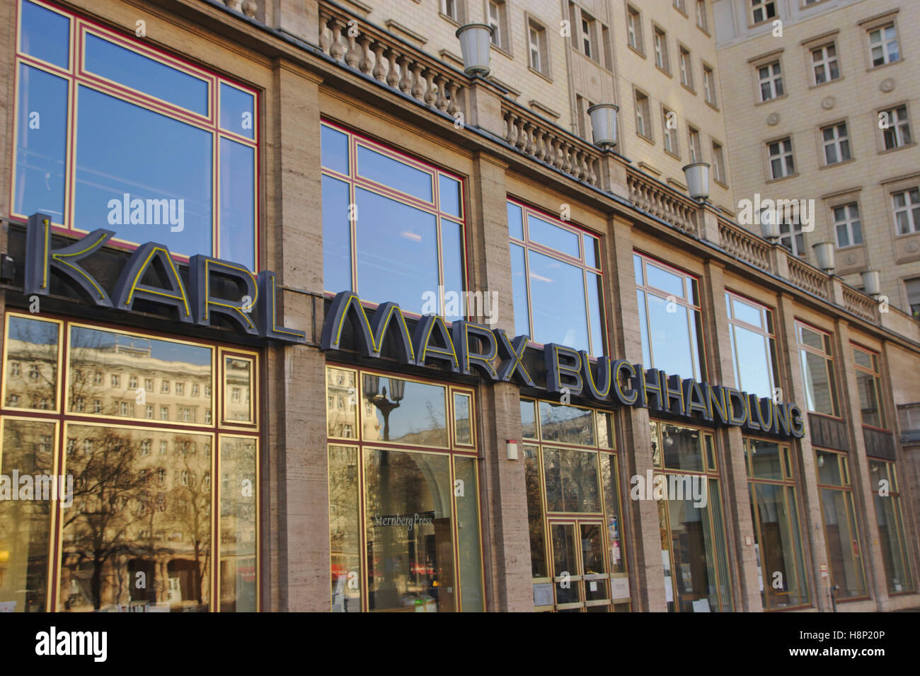 Karl Marx Buchhandlung, KarlMarxAllee, Berlin Stock Photo