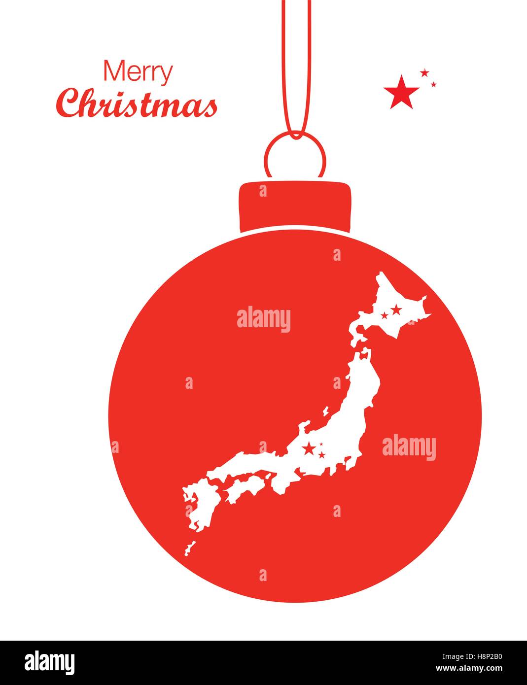 Merry Christmas illustration theme with map of Japan Stock Vector