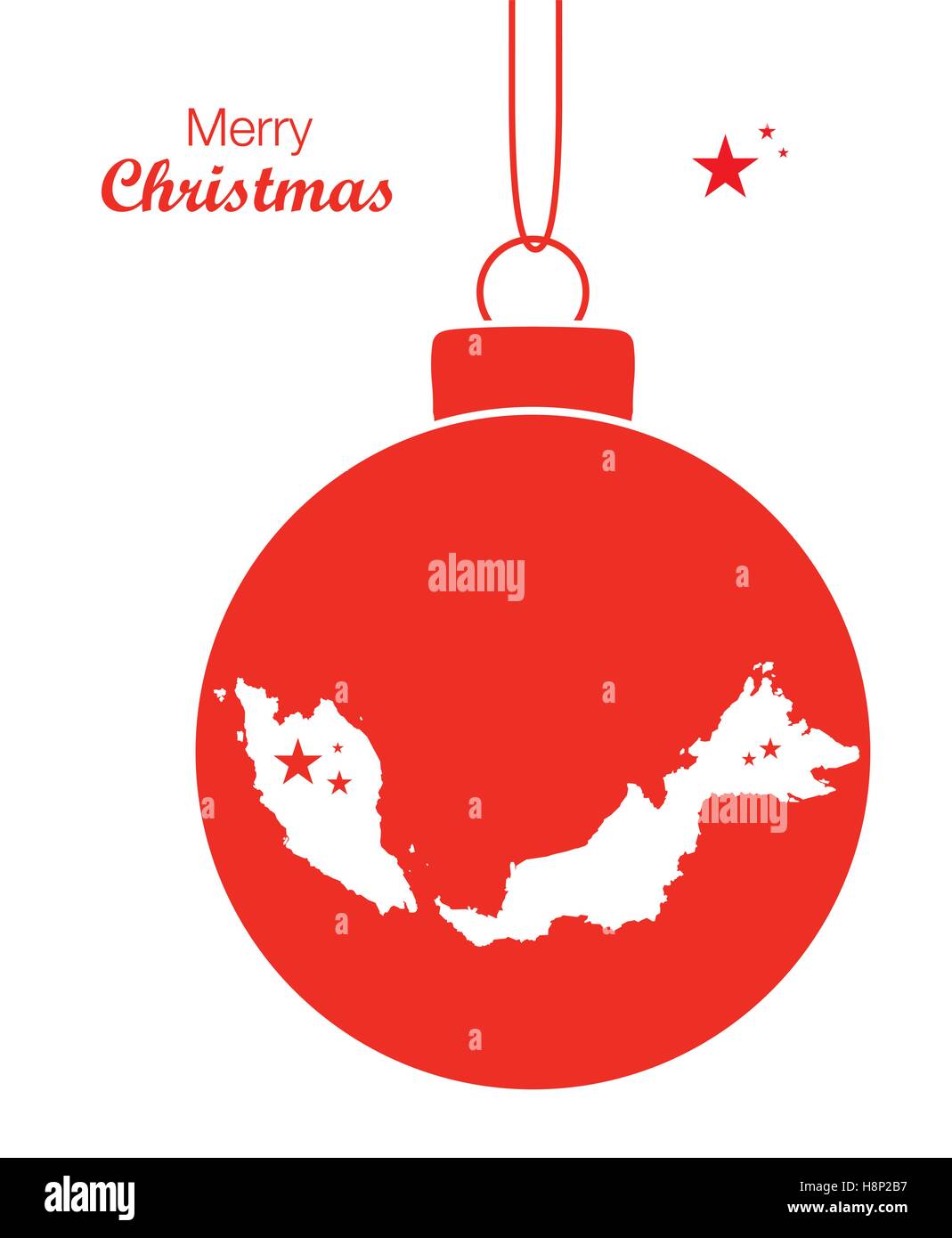 Merry Christmas illustration theme with map of Malaysia Stock Vector