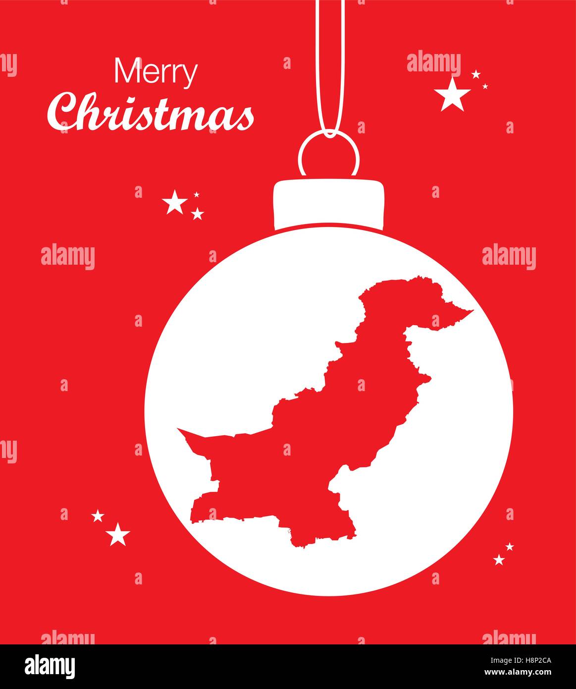 Merry Christmas illustration theme with map of Pakistan Stock Vector