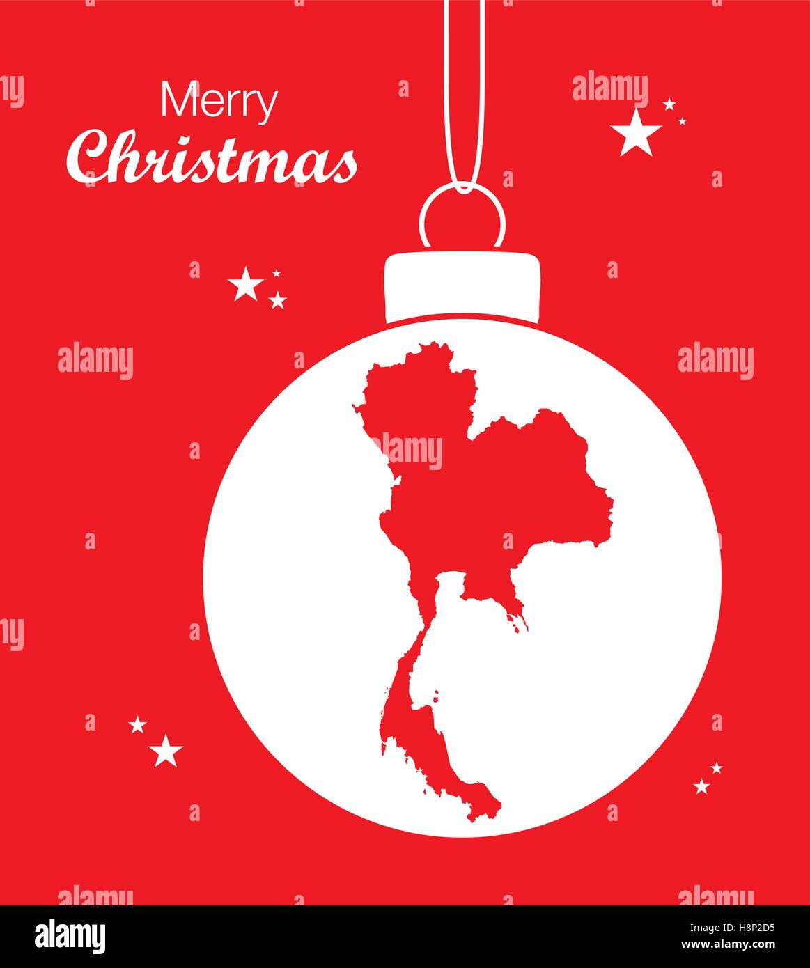 Merry Christmas illustration theme with map of Thailand Stock Vector