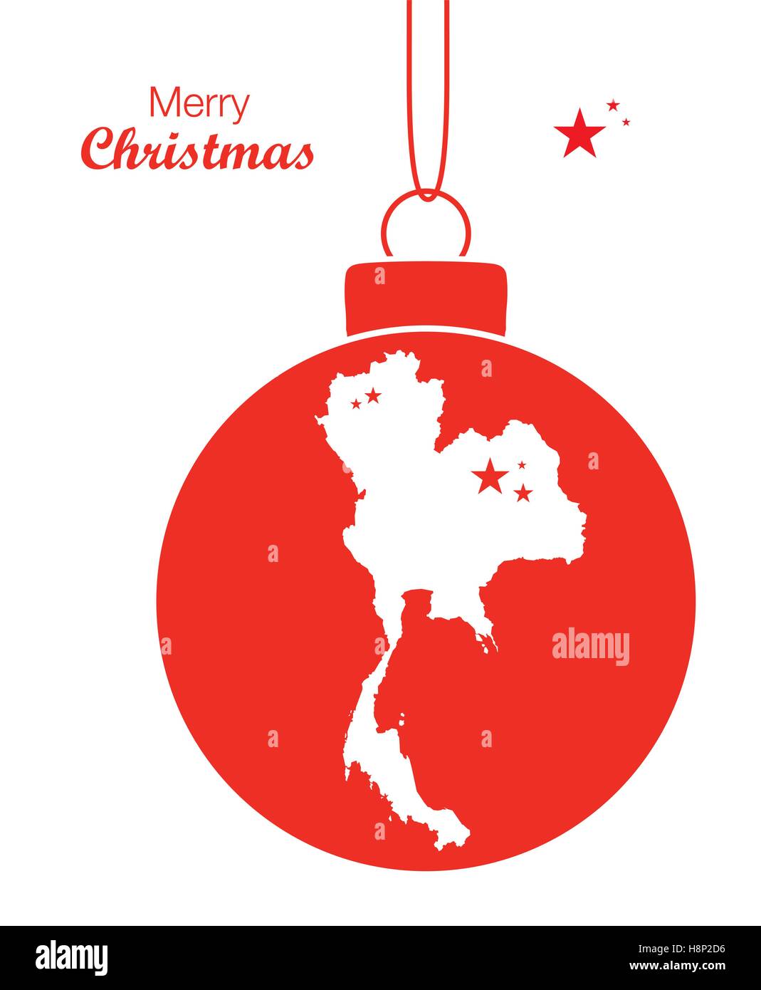 Merry Christmas illustration theme with map of Thailand Stock Vector