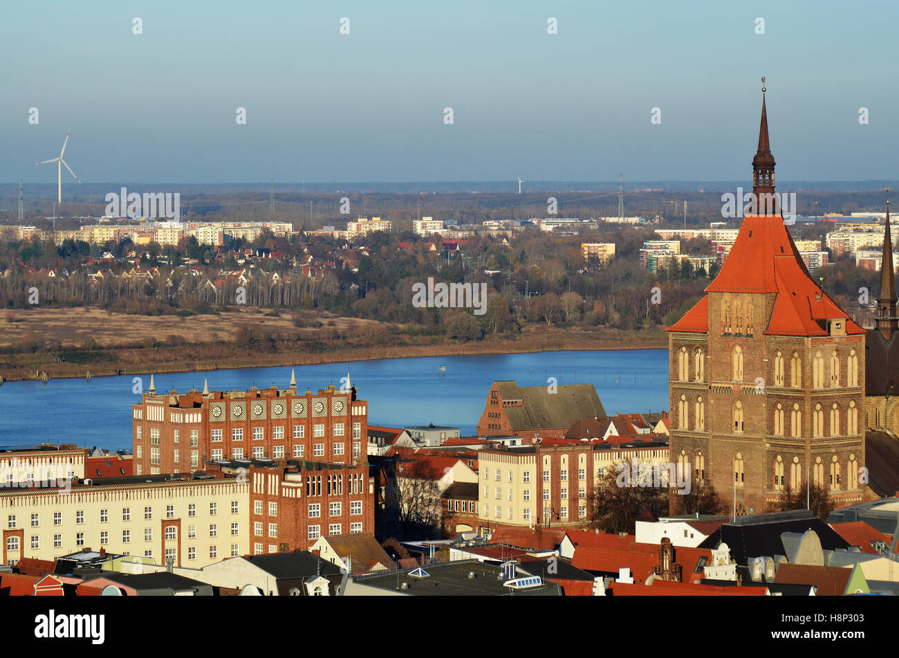 Skyline of Rostock Stock Photo