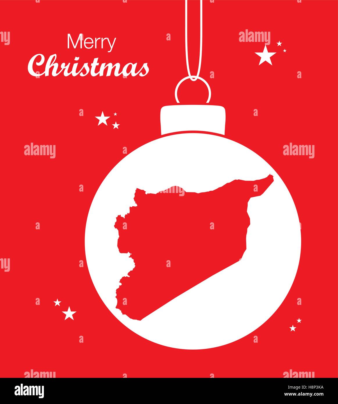 Merry Christmas illustration theme with map of Syria Stock Vector