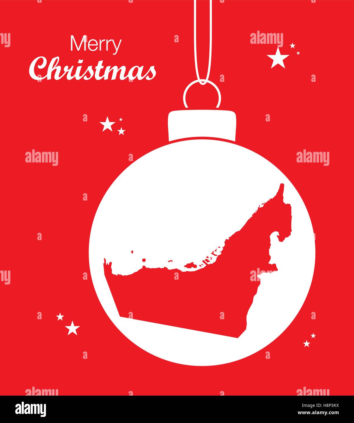 Merry Christmas illustration theme with map of the United Arab Emirates Stock Vector