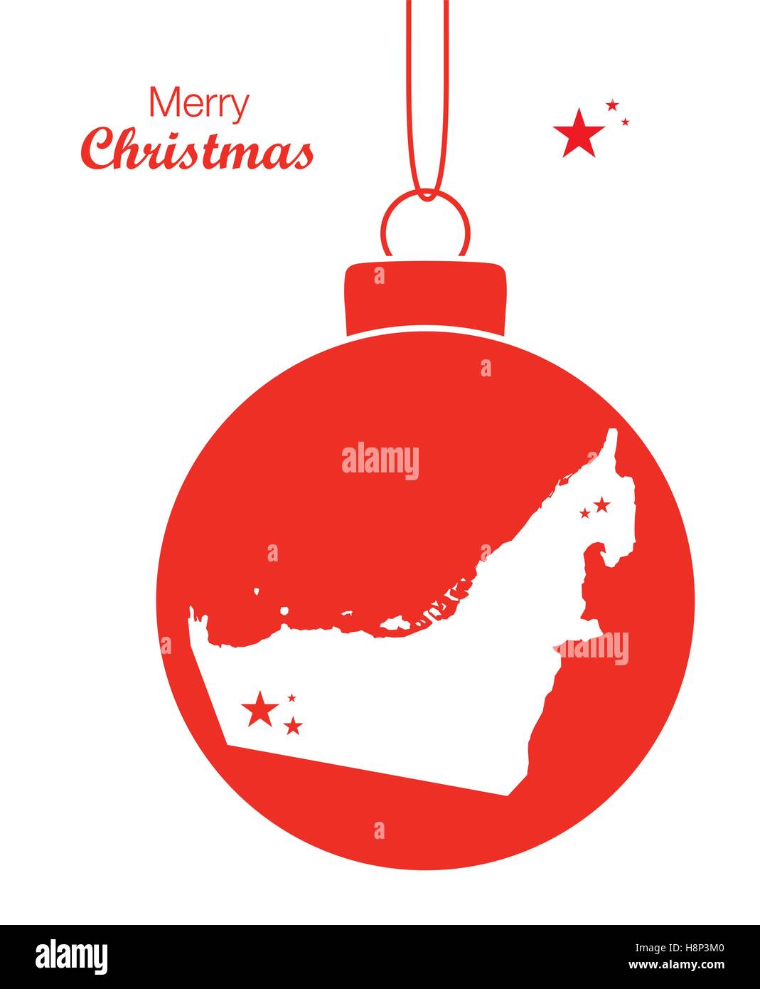 Merry Christmas illustration theme with map of the United Arab Emirates Stock Vector