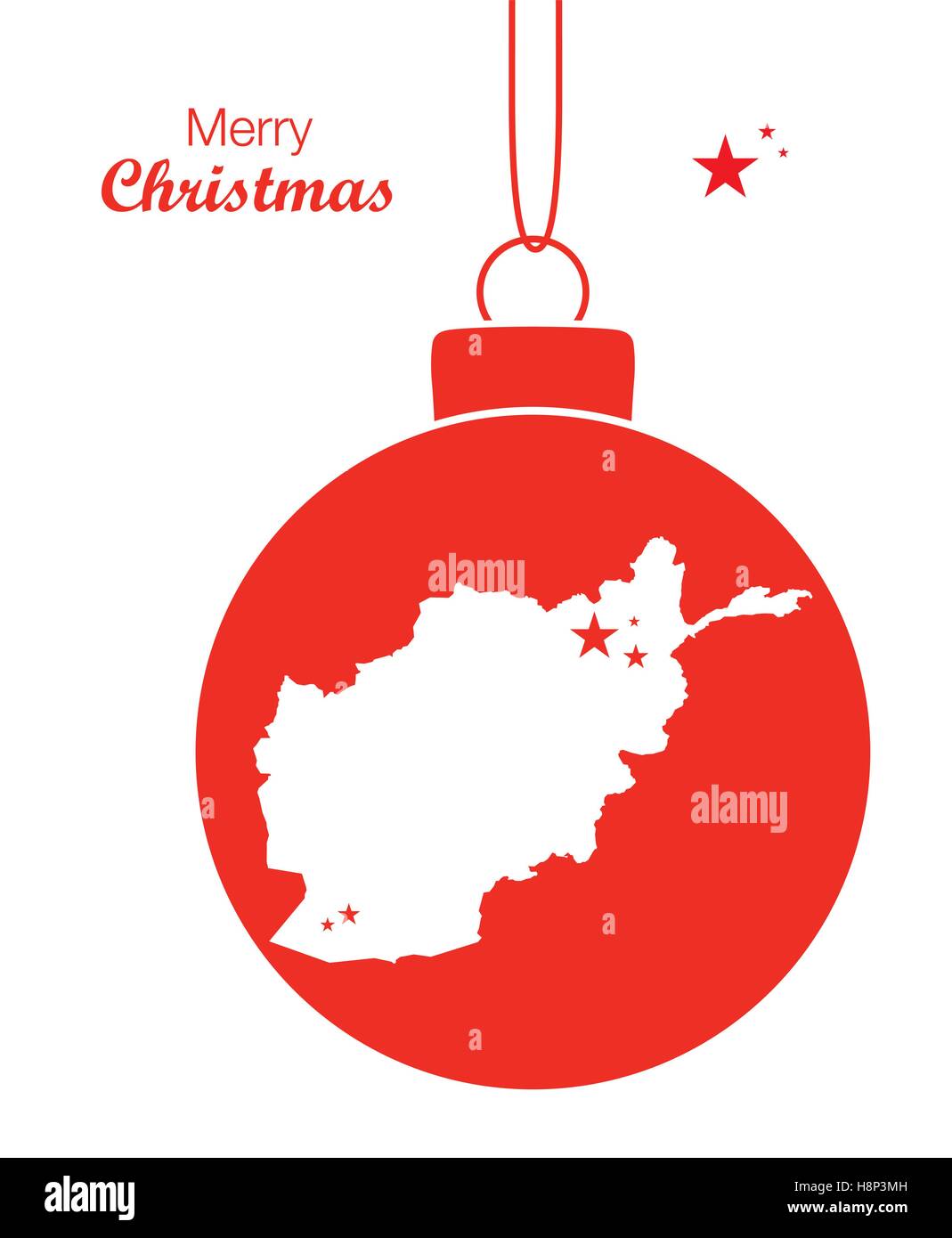 Merry Christmas illustration theme with map of Afghanistan Stock Vector