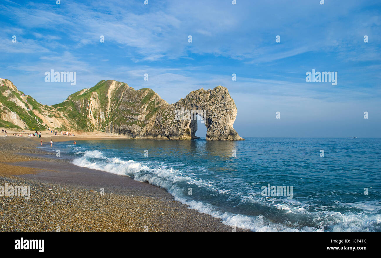 Durdle Door, a natural archway caused by limestone erosion. Stock Photo