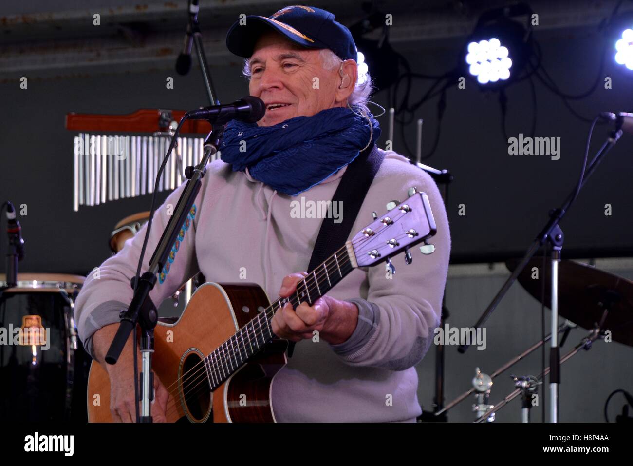 Singer Jimmy Buffett and the Coral Reefers band perform for U.S. troops and their families during a Fleet Activities concert as part of his I Don't Know tour October 30, 2016 in Yokosuka, Japan. Stock Photo