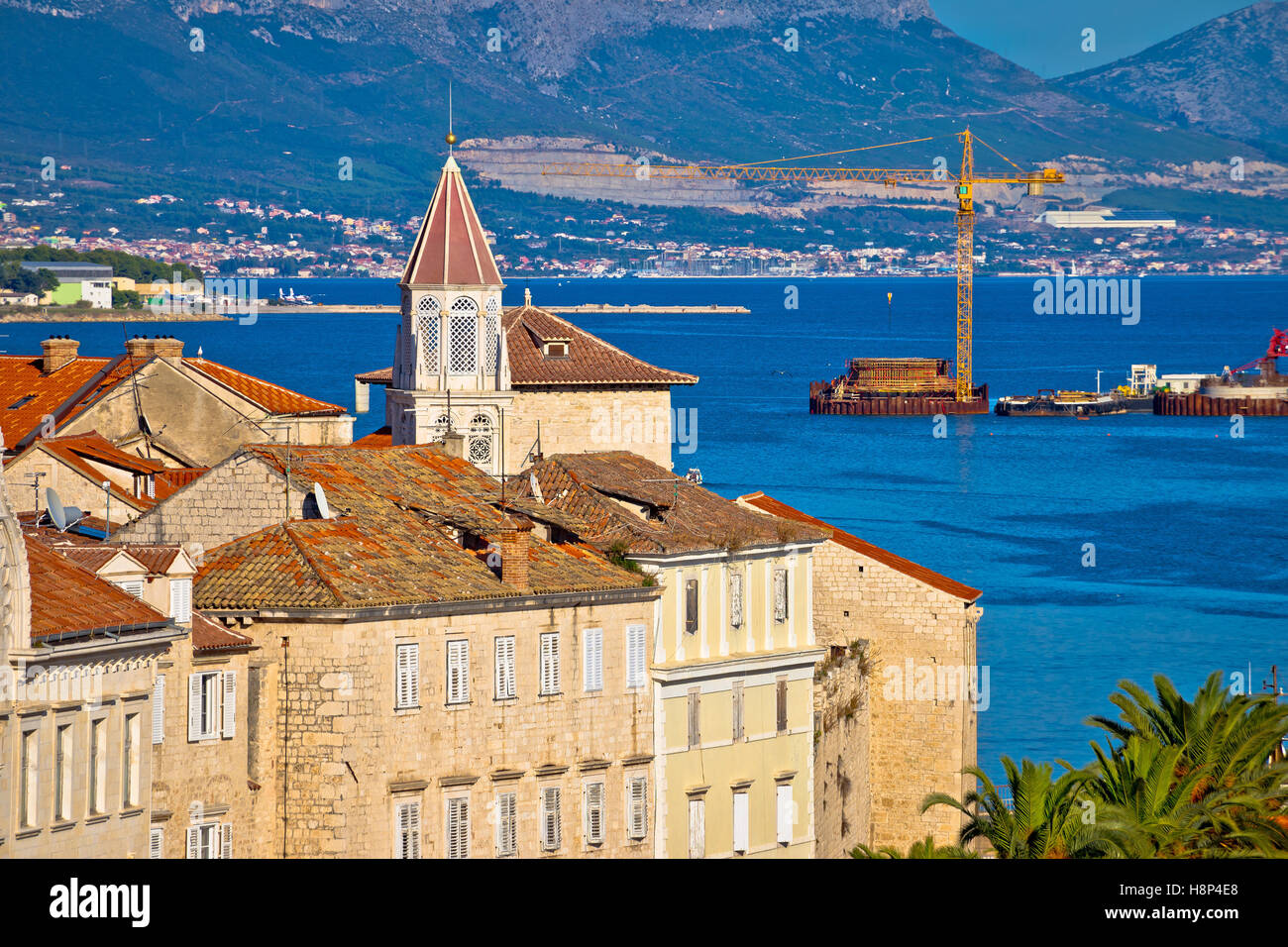 UNESCO town of Trogir waterfront and architecture view, Dalmatia, Croatia Stock Photo