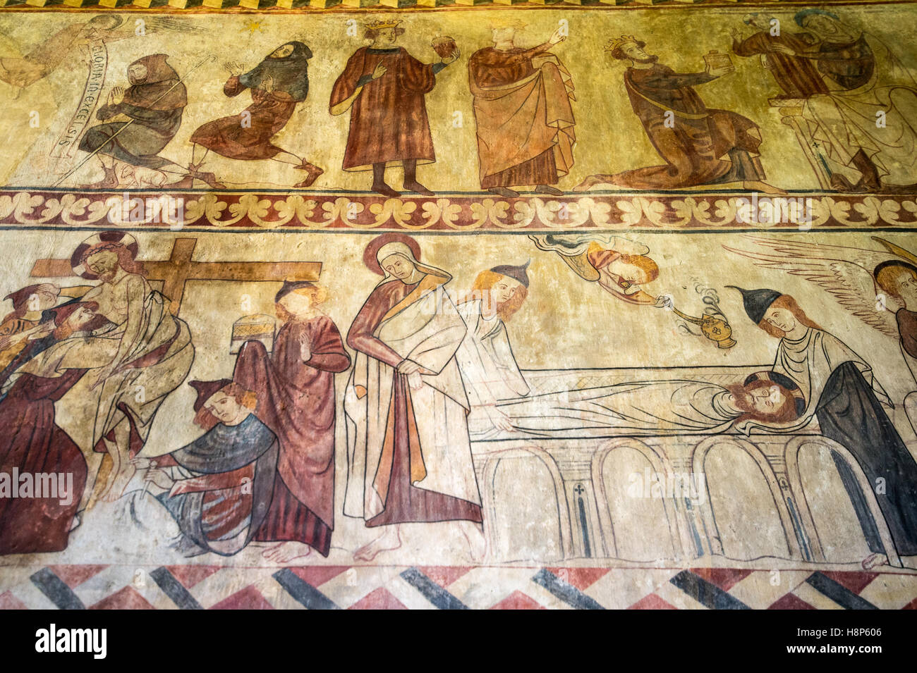 UK, England, Yorkshire, Richmond Religious wall paintings on the