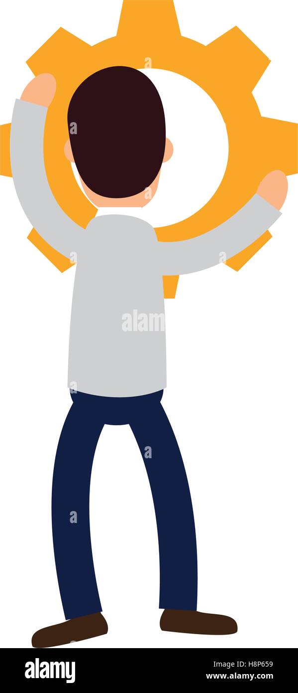 businessman character with gear vector illustration design Stock Vector ...