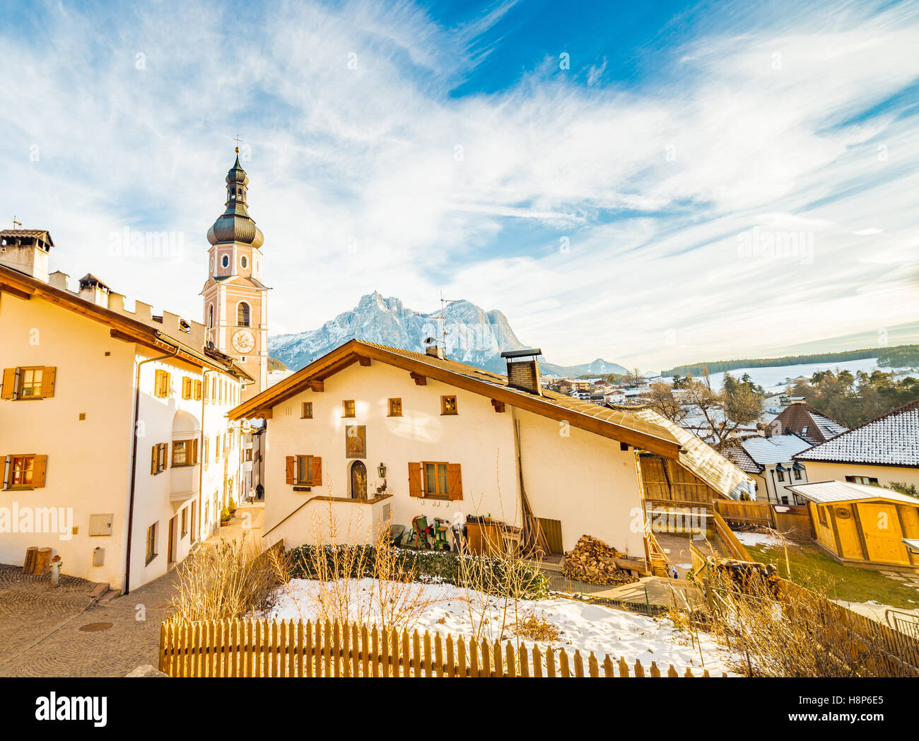 panorama of alpine village in Italy Stock Photo