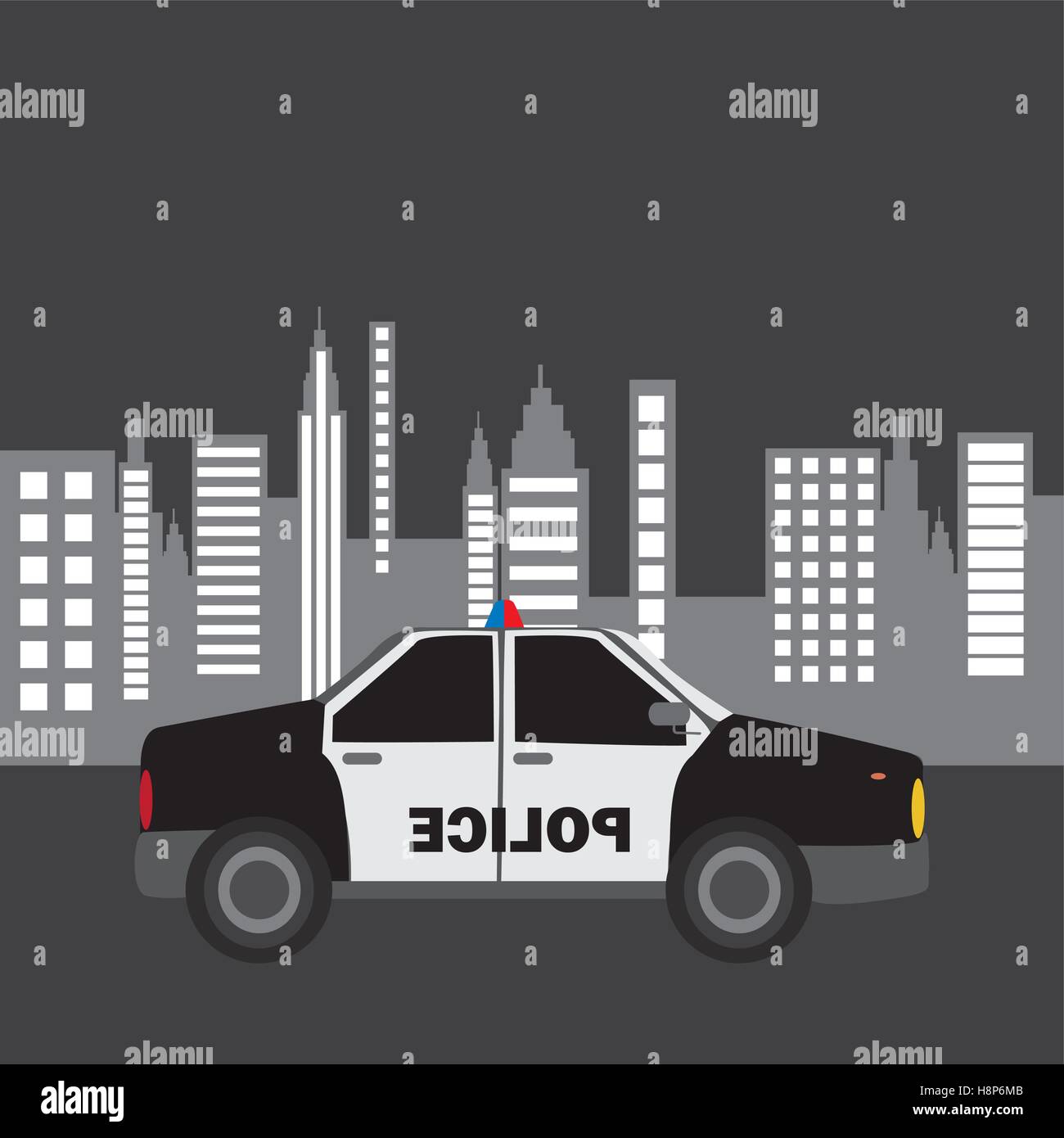 police car city background design vector illustration eps 10 Stock