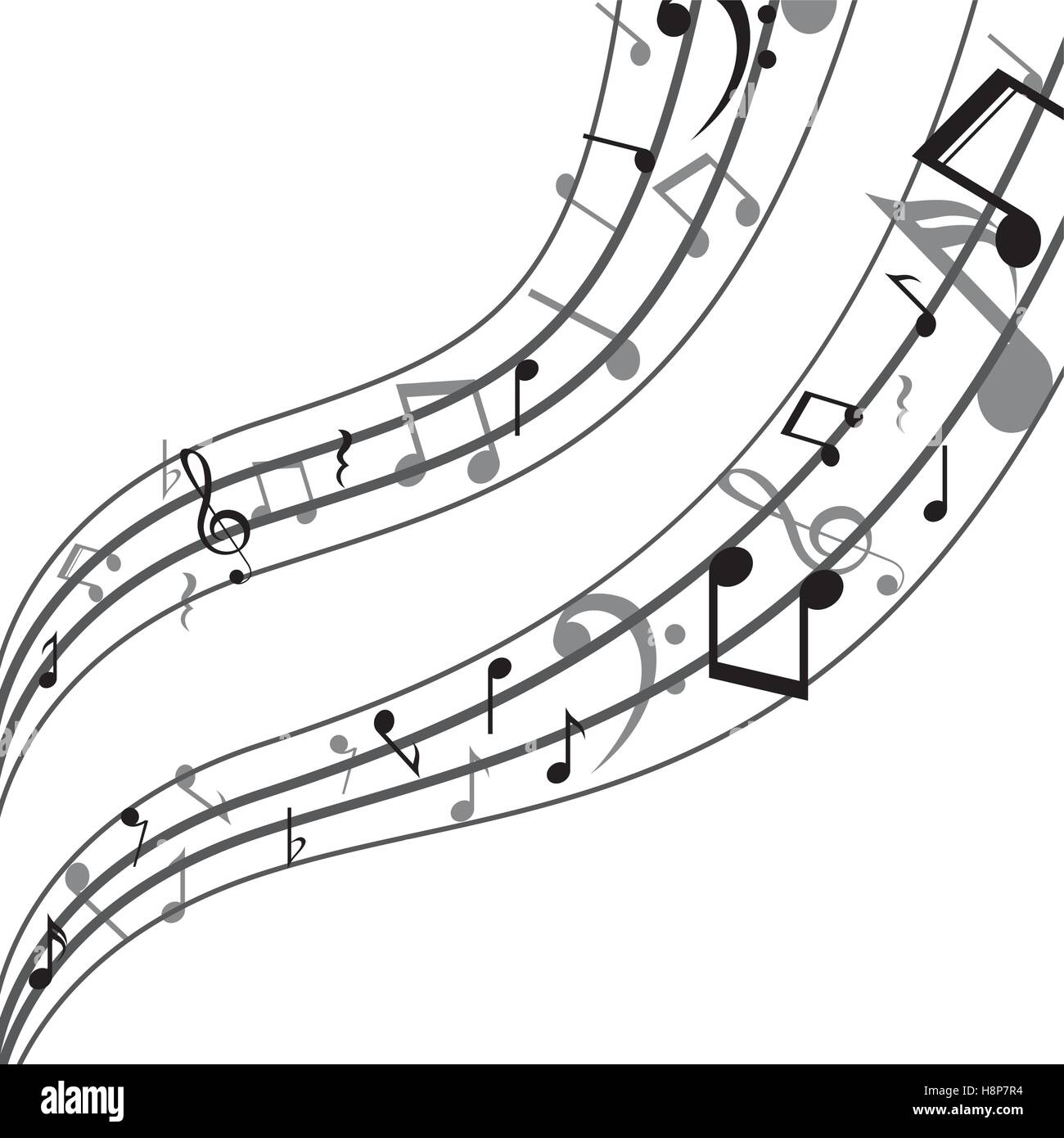 Music note icon. Sound melody pentagram and musical theme. Isolated design. Vector illustration