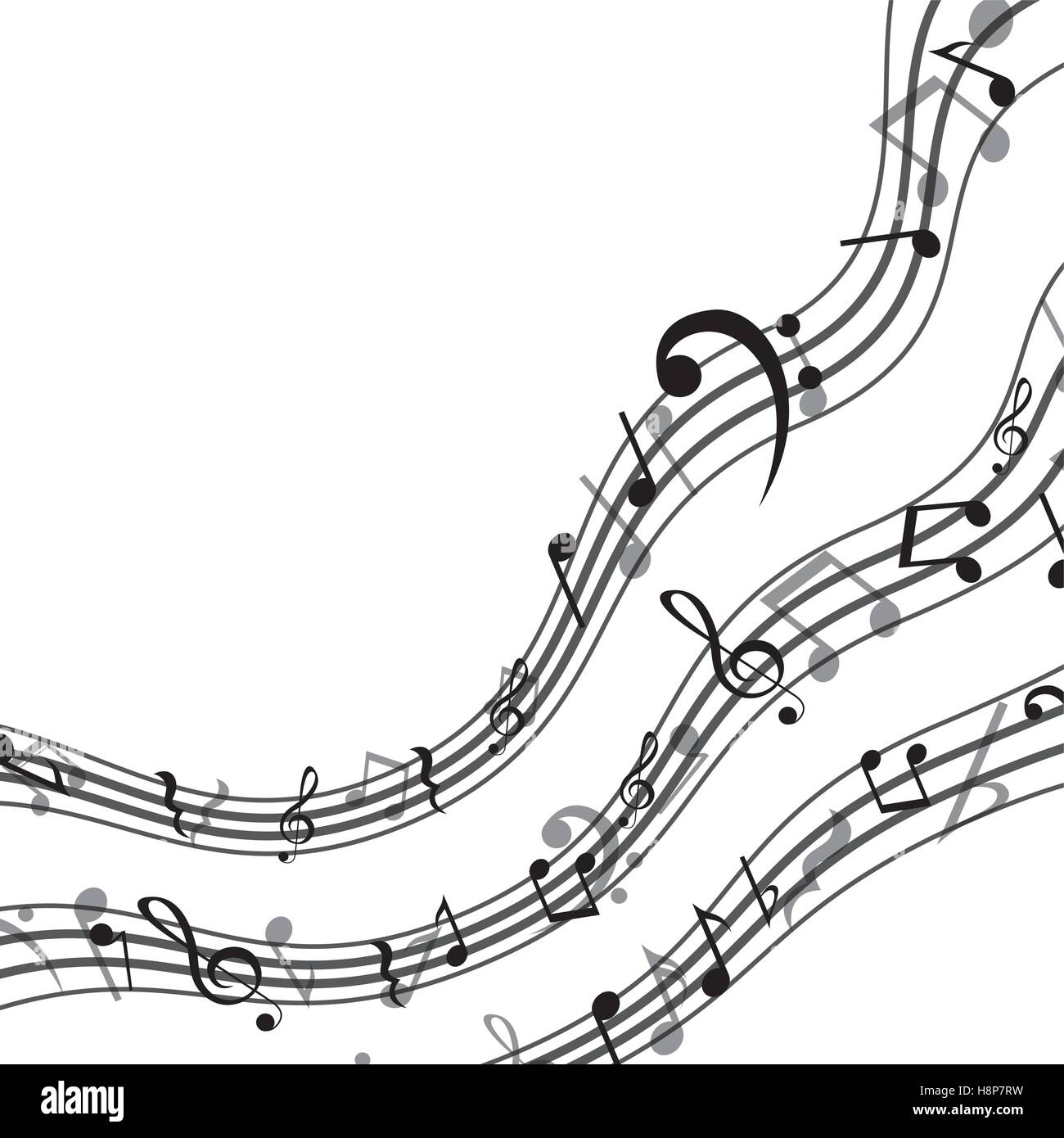 Music note icon. Sound melody pentagram and musical theme. Isolated design. Vector illustration