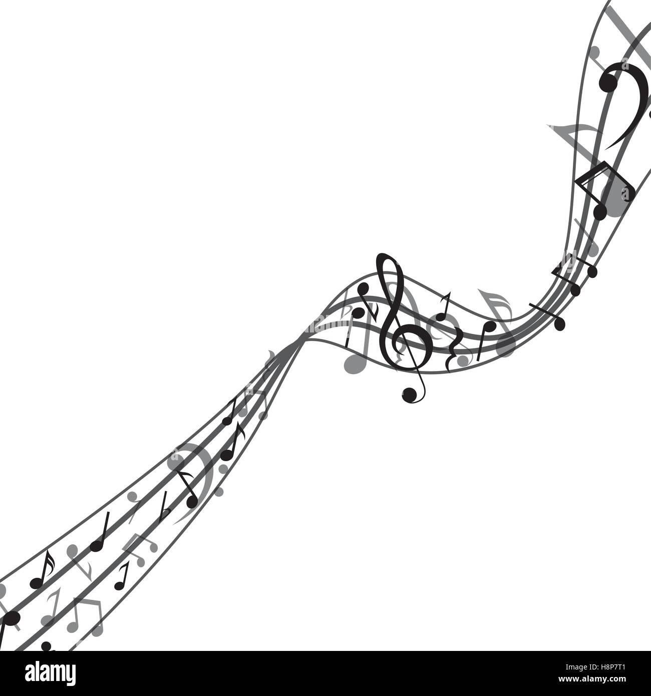 Music note icon. Sound melody pentagram and musical theme. Isolated ...