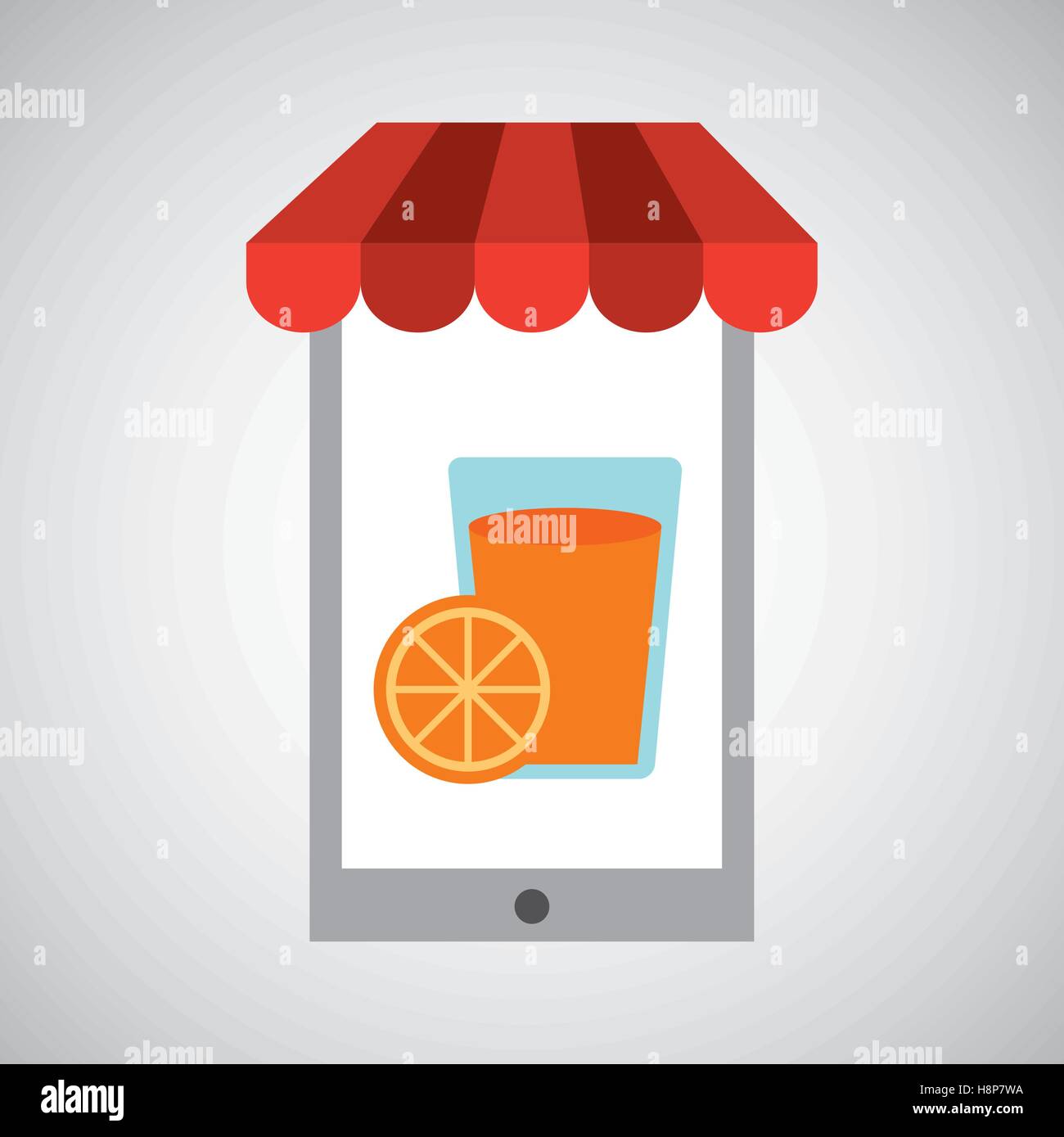 shopping online tasty orange juice vector illustration eps 10 Stock Vector
