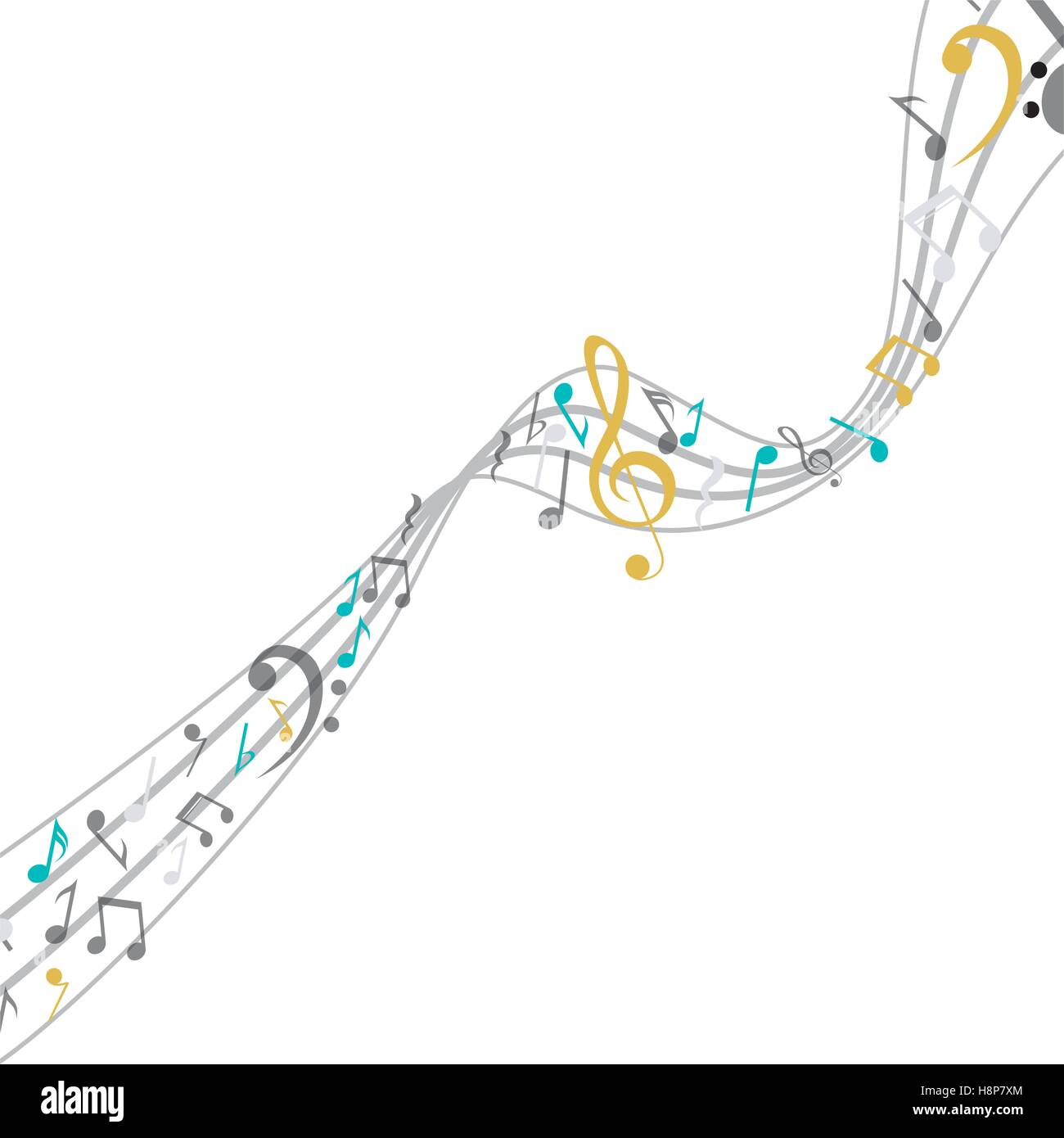 Music note icon. Sound melody pentagram and musical theme. Isolated design. Vector illustration