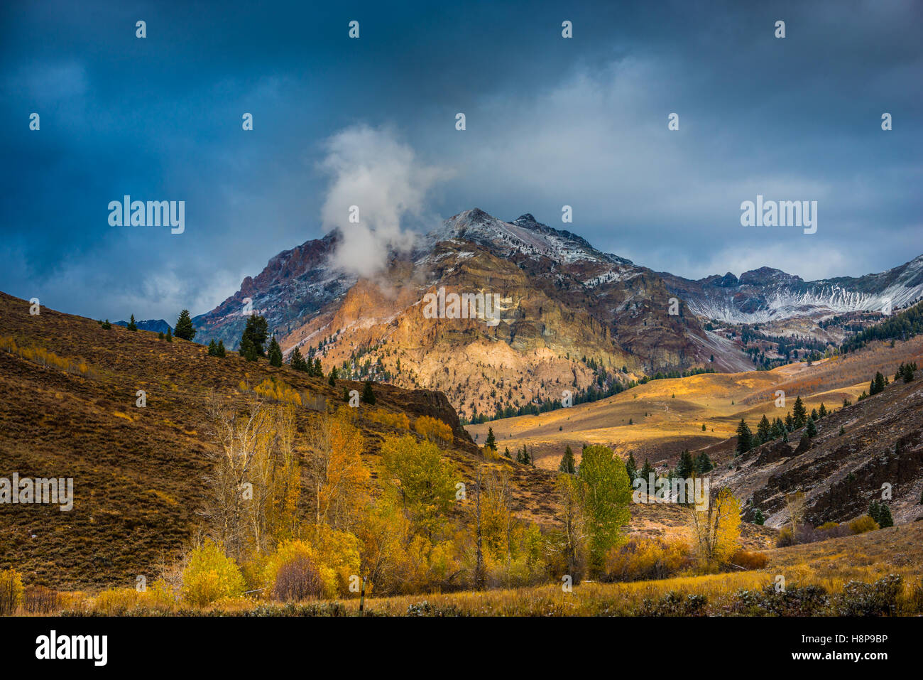 Boulder Mountains near Ketchum Idaho Fall Colors Stock Photo