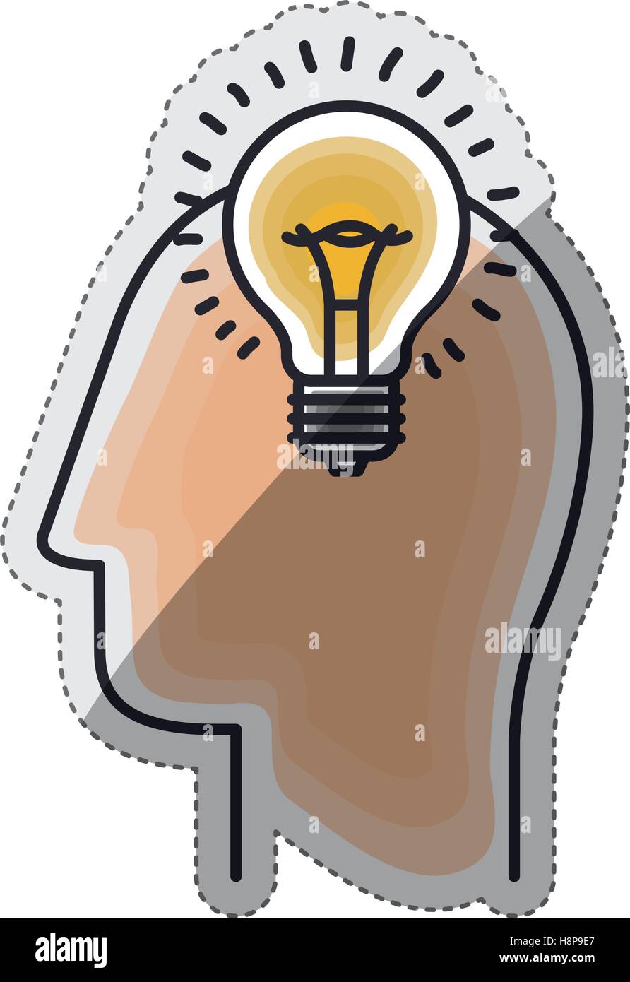 Bulb and head draw icon. Big idea creativity imagination and ...